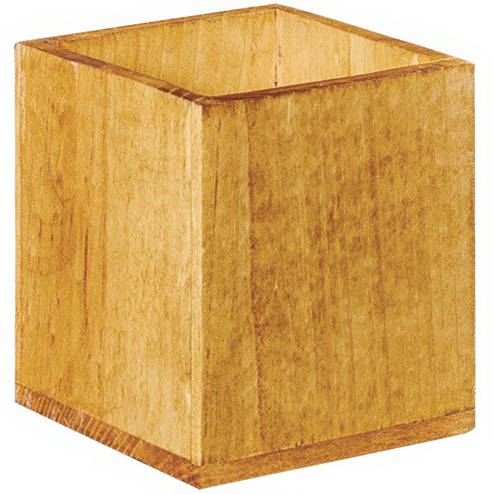 Cal-Mil 22111-99 Madera Rustic Pine Wood Cup / Stir Stick Holder - 3 3/4" x 3 3/4" x 4 1/4"