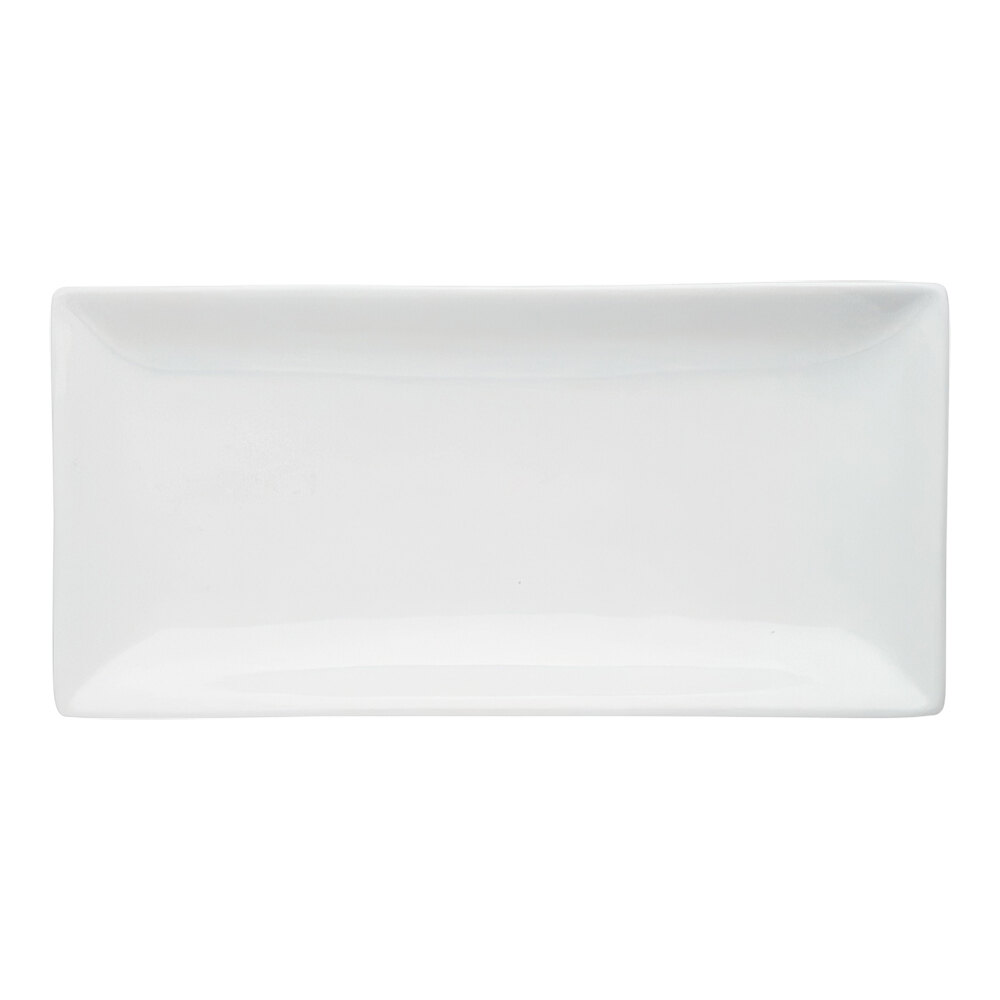 Libbey Porcelana 15" x 7 1/4" Rectangular Bright White Porcelain Sushi Platter - 6/Case