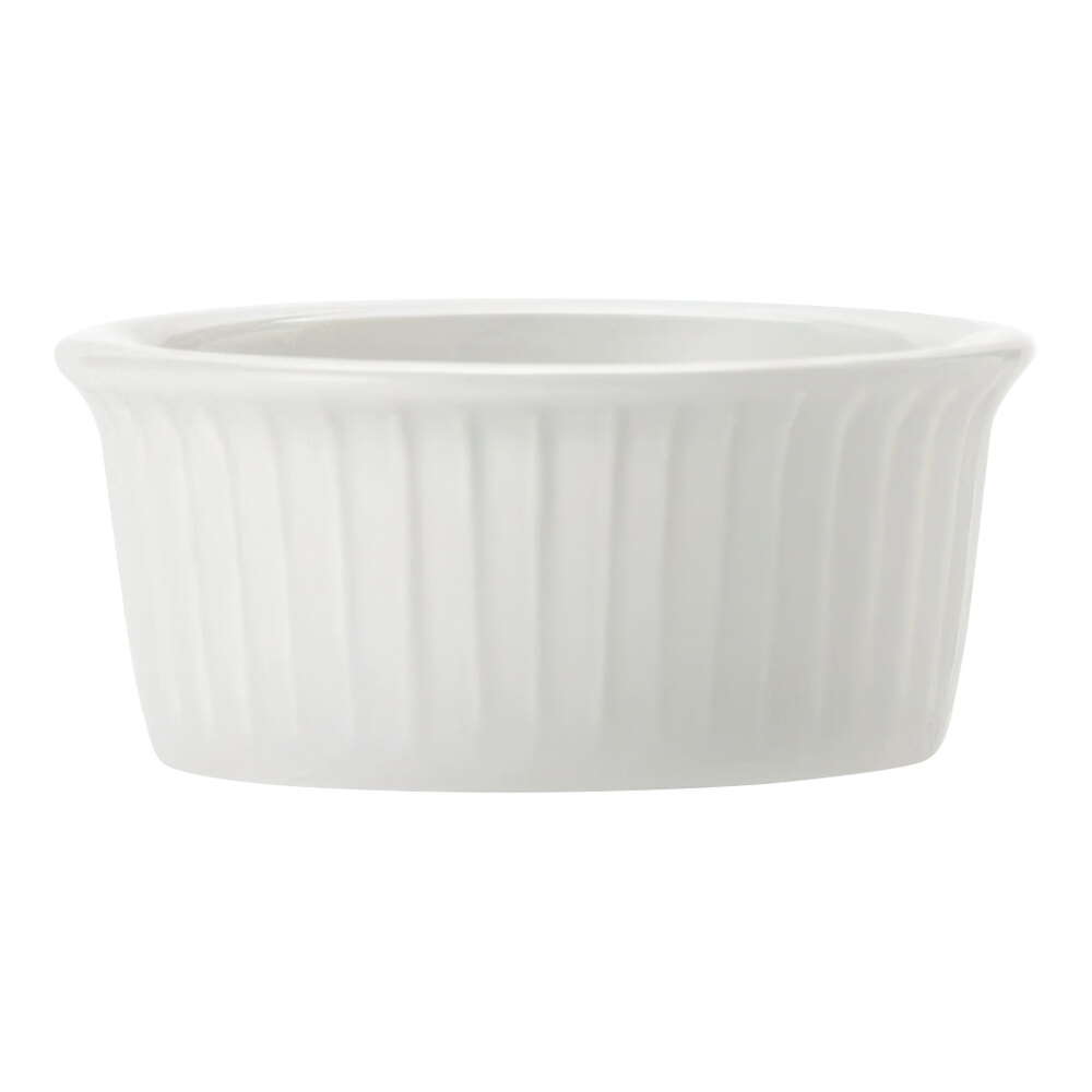 Libbey Porcelana 1.5 oz. Round Bright White Porcelain Fluted Ramekin - 48/Case