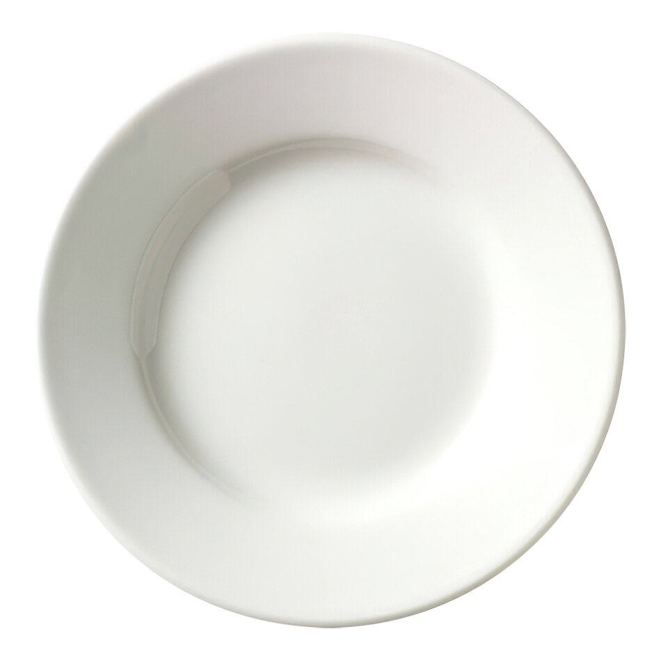 Libbey Porcelana 8 1/8" Round Bright White Wide Rim Porcelain Plate - 24/Case