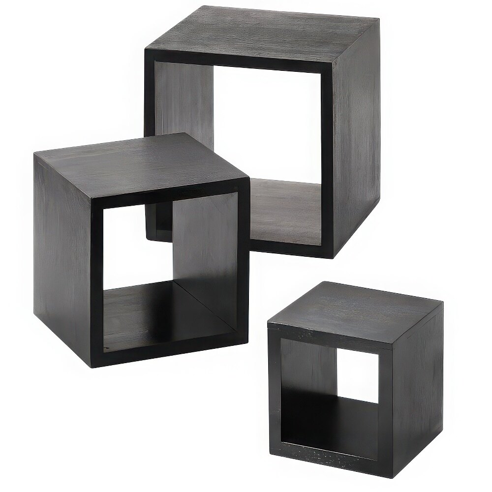 American Metalcraft RSB1 Black 3 Piece Square Wood Riser