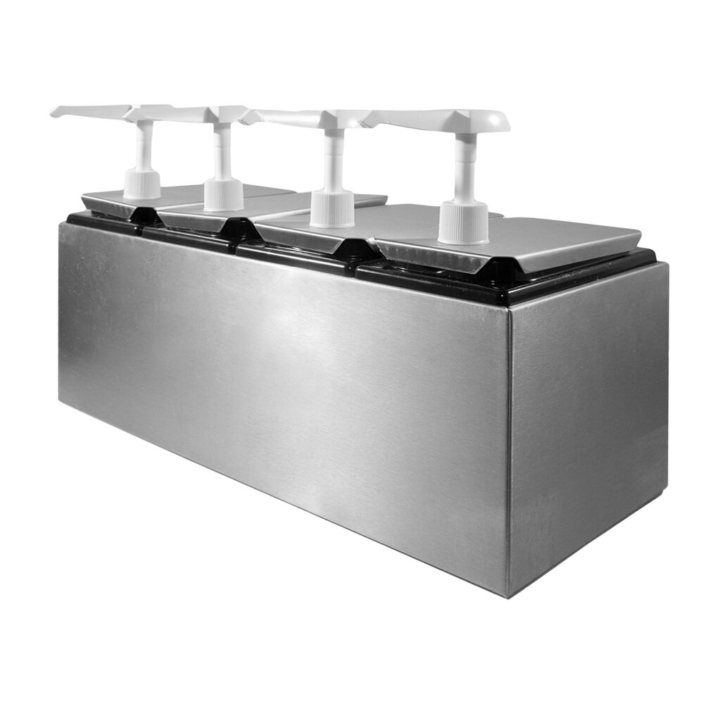 Carlisle 38504 10 Qt. Condiment Dispenser Rail with 4 Standard Pumps