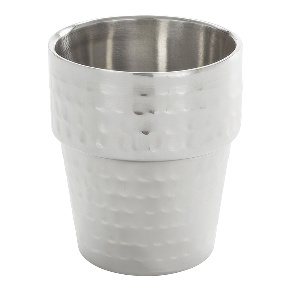 American Metalcraft 10 oz. Hammered Double-Wall Stainless Steel French Fry Cup - 12/Case