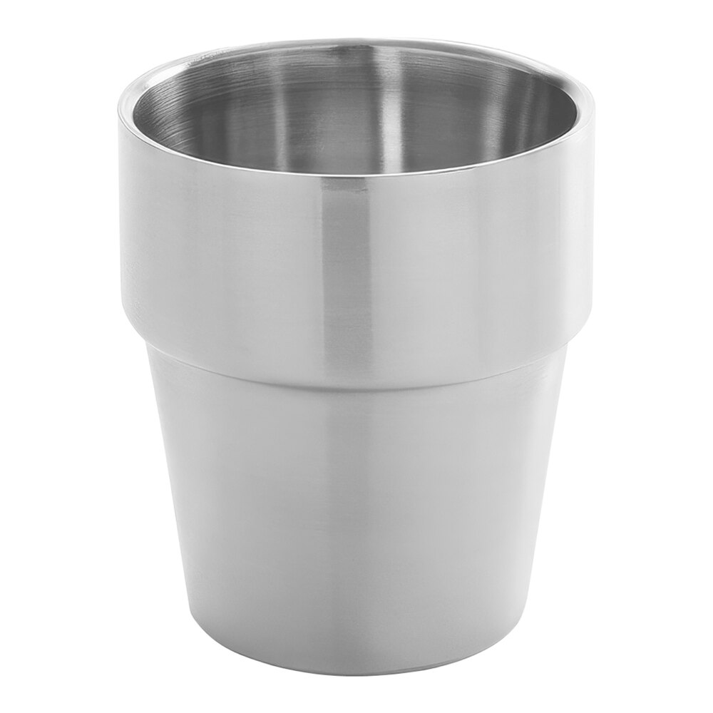 American Metalcraft 10 oz. Satin Double-Wall Stainless Steel French Fry Cup - 12/Case