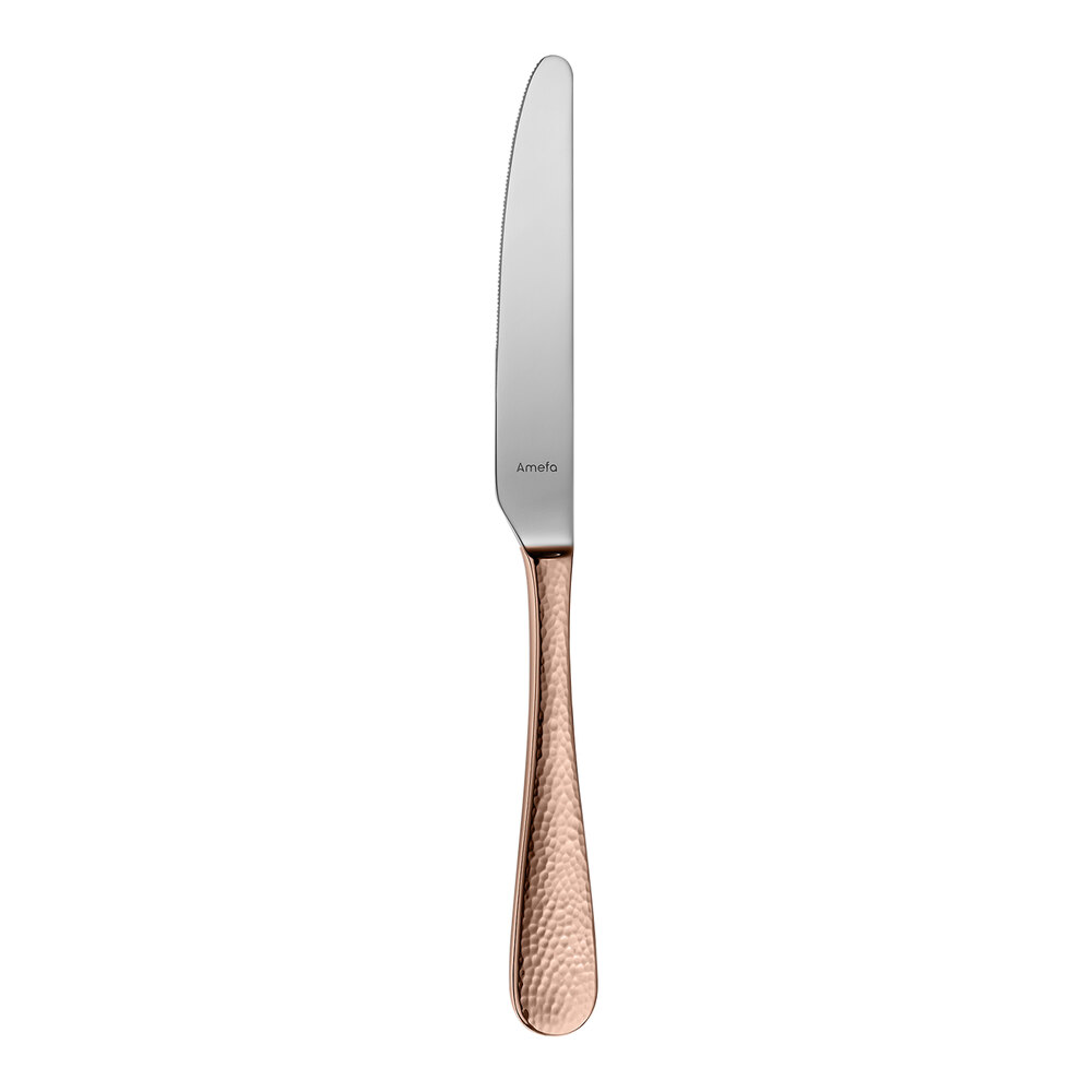 Amefa Sierra 9 1/4" 18/10 Stainless Steel Extra Heavy Weight Table Knife with Copper Handle - 12/Case