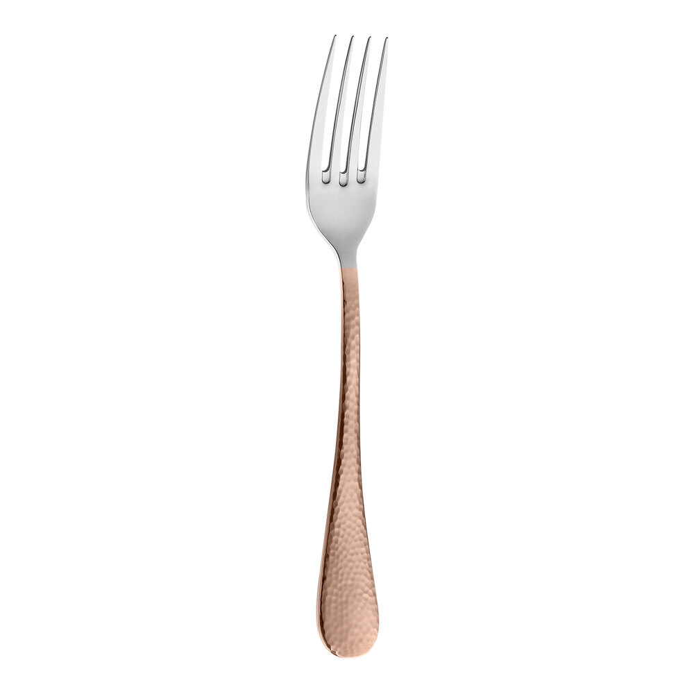 Amefa Sierra 7 1/4" 18/10 Stainless Steel Extra Heavy Weight Dessert Fork with Copper Handle - 12/Case