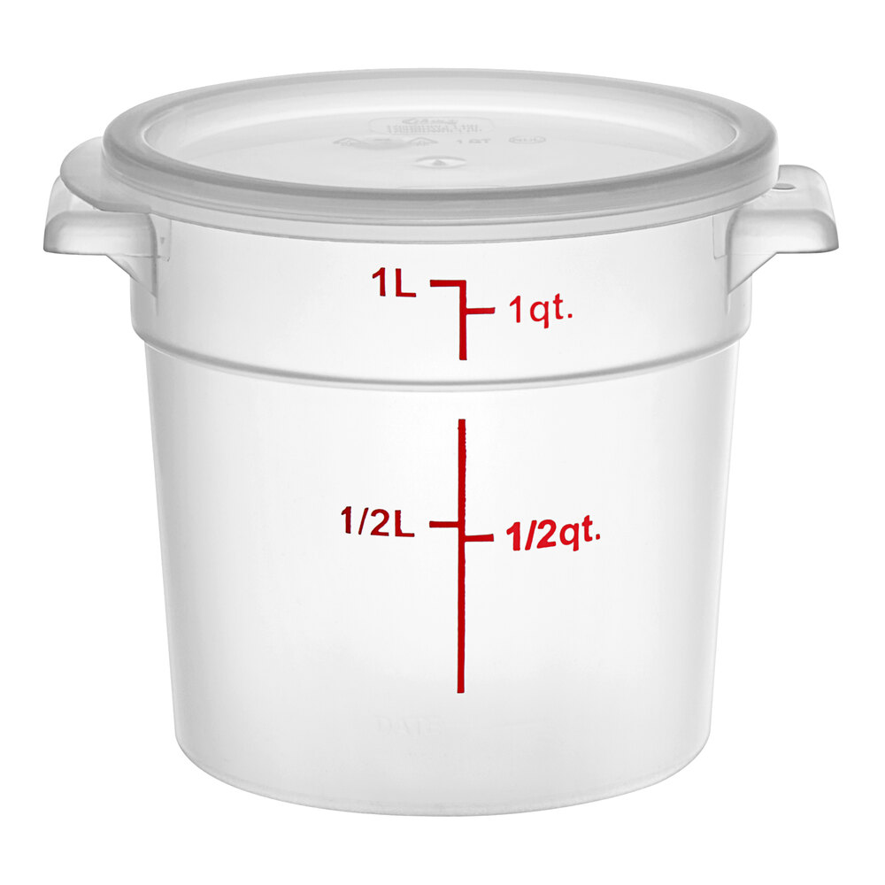 Choice 1 Qt. Translucent Round Polypropylene Food Storage Container and Lid - 12/Pack
