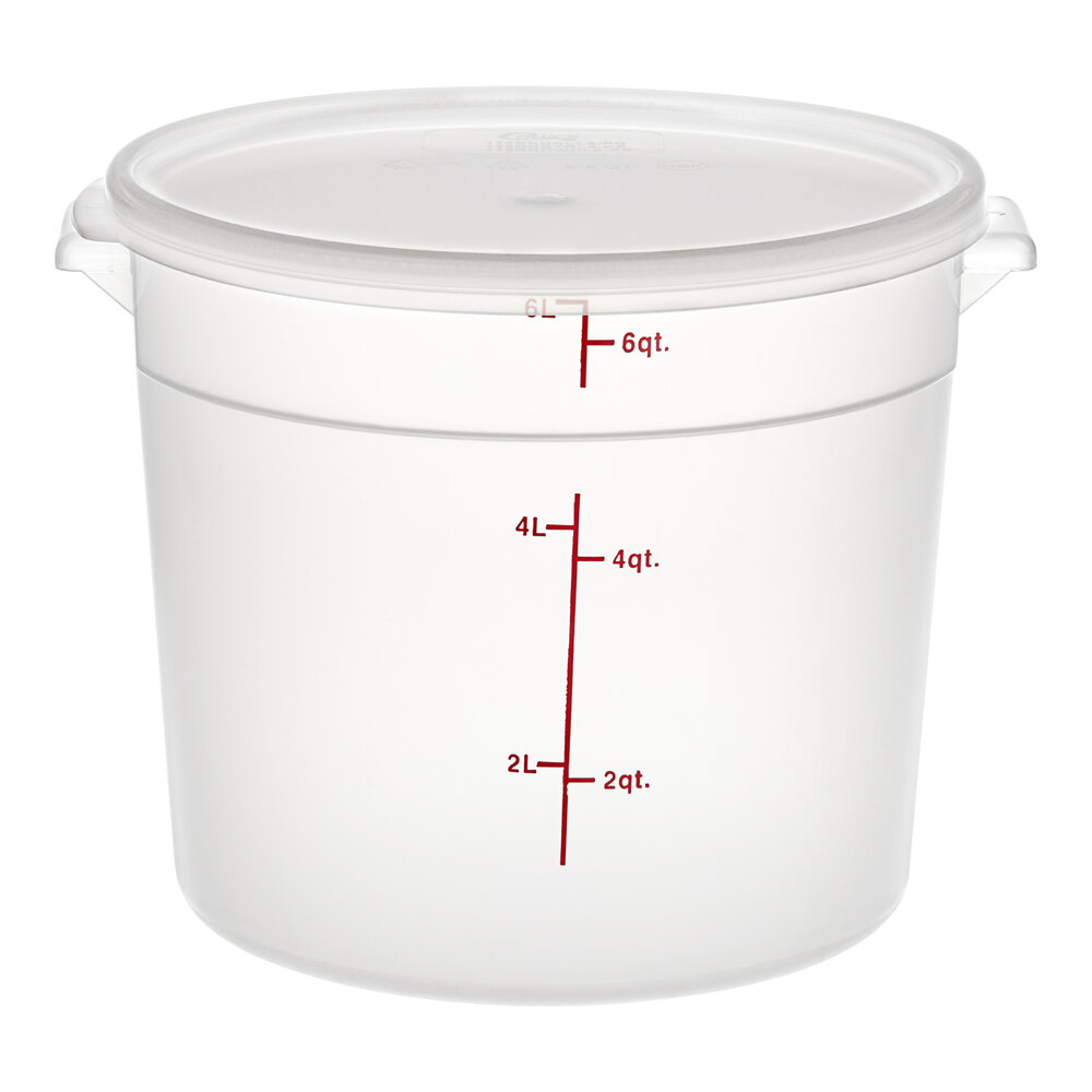 Choice 6 Qt. Translucent Round Polypropylene Food Storage Container and Lid - 12/Pack