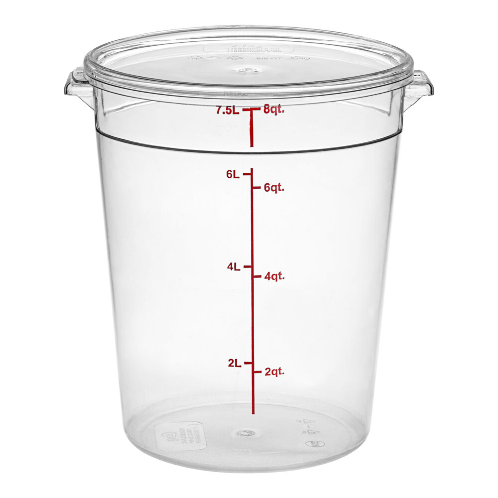 Choice 8 Qt. Clear Round Polycarbonate Food Storage Container with Lid - 12/Case