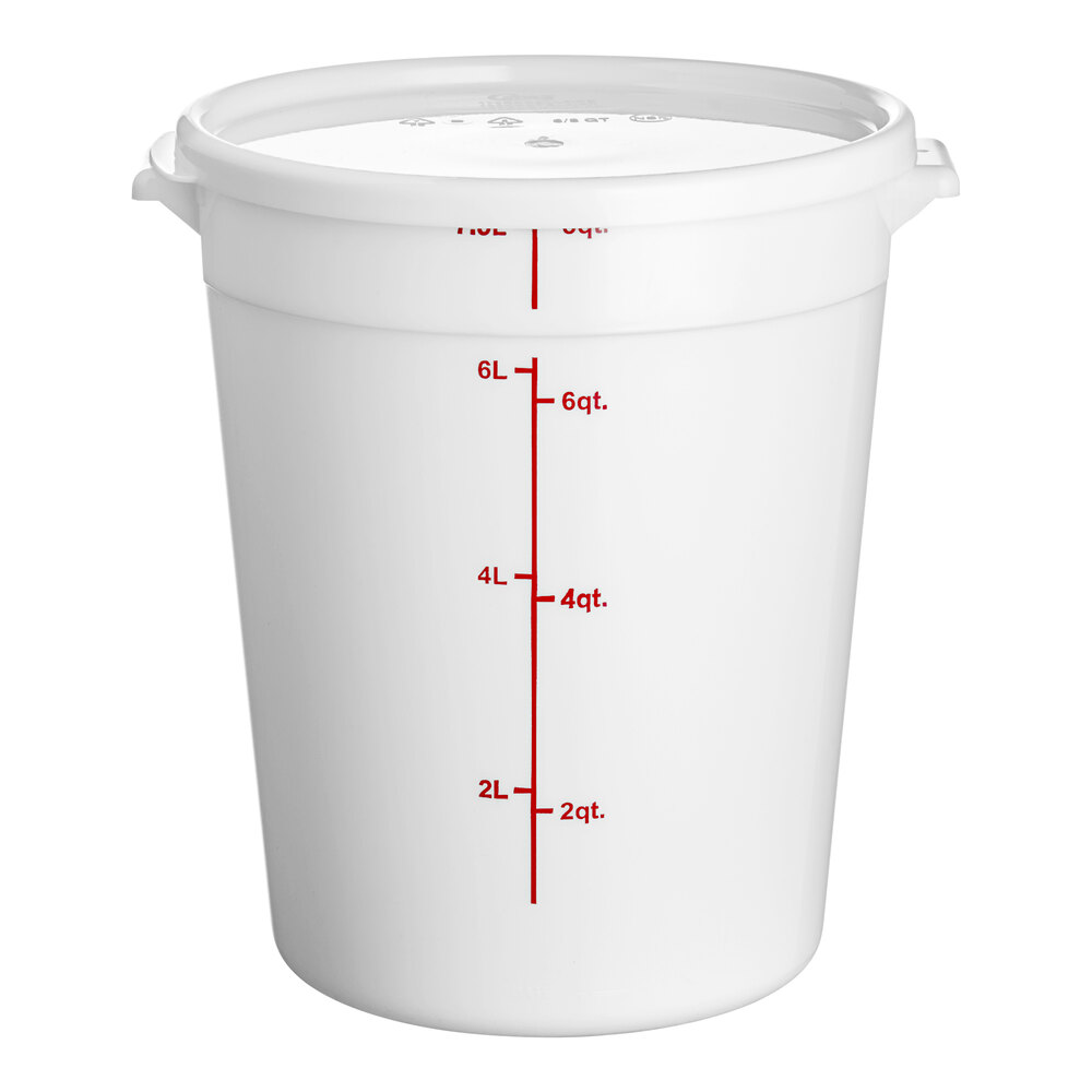 Choice 8 Qt. White Round Polypropylene Food Storage Container and Lid - 12/Pack
