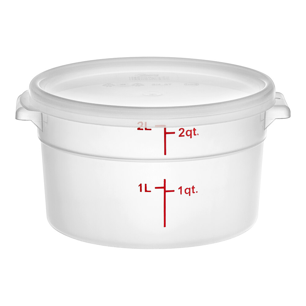Choice 2 Qt. Translucent Round Polypropylene Food Storage Container and Lid - 12/Pack