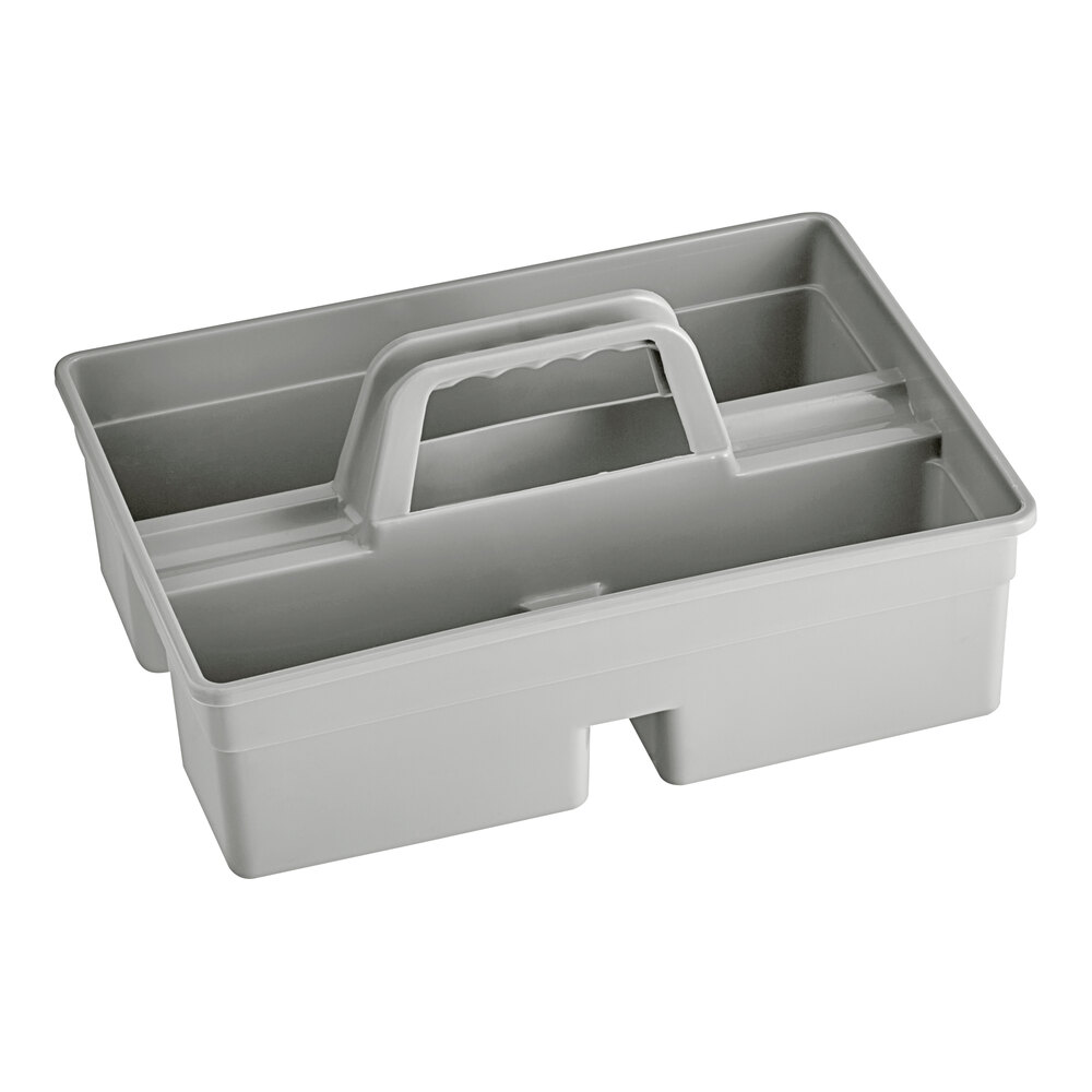 Advantage Supplies 14 3/16" x 10 13/16" x 4 1/2" Gray Plastic 3-Compartment Cleaning Caddy