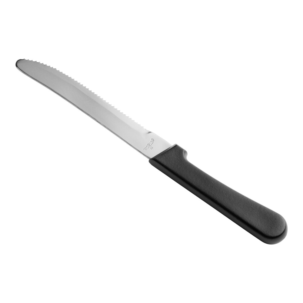 Libbey 201 2702 8 3/4" Stainless Steel Steak Knife with Black Polypropylene Handle - 12/Pack