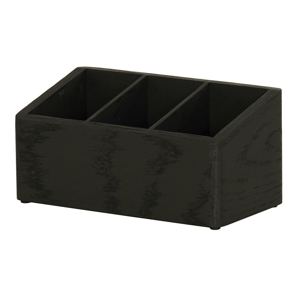 Cal-Mil Brooklyn 3-Compartment Black Wood Flatware Organizer 23852-13