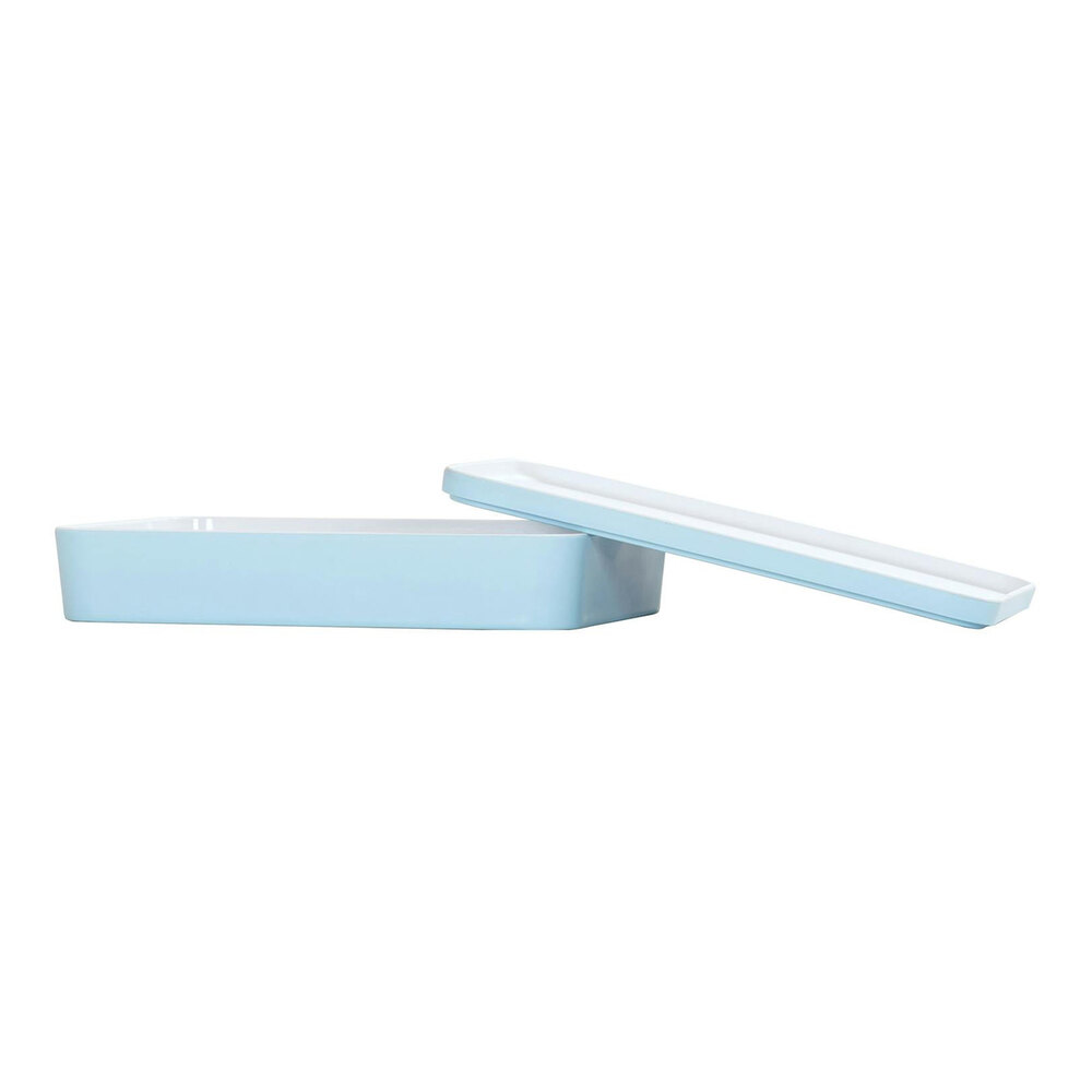 Cal-Mil 14" x 10 1/2" Ocean Blue Rectangular Melamine Bento Box - 3/Case