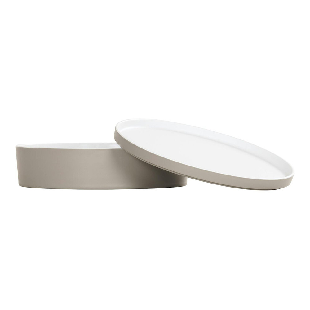 Cal-Mil 10 1/2" Ash Round Melamine Bento Box - 3/Case