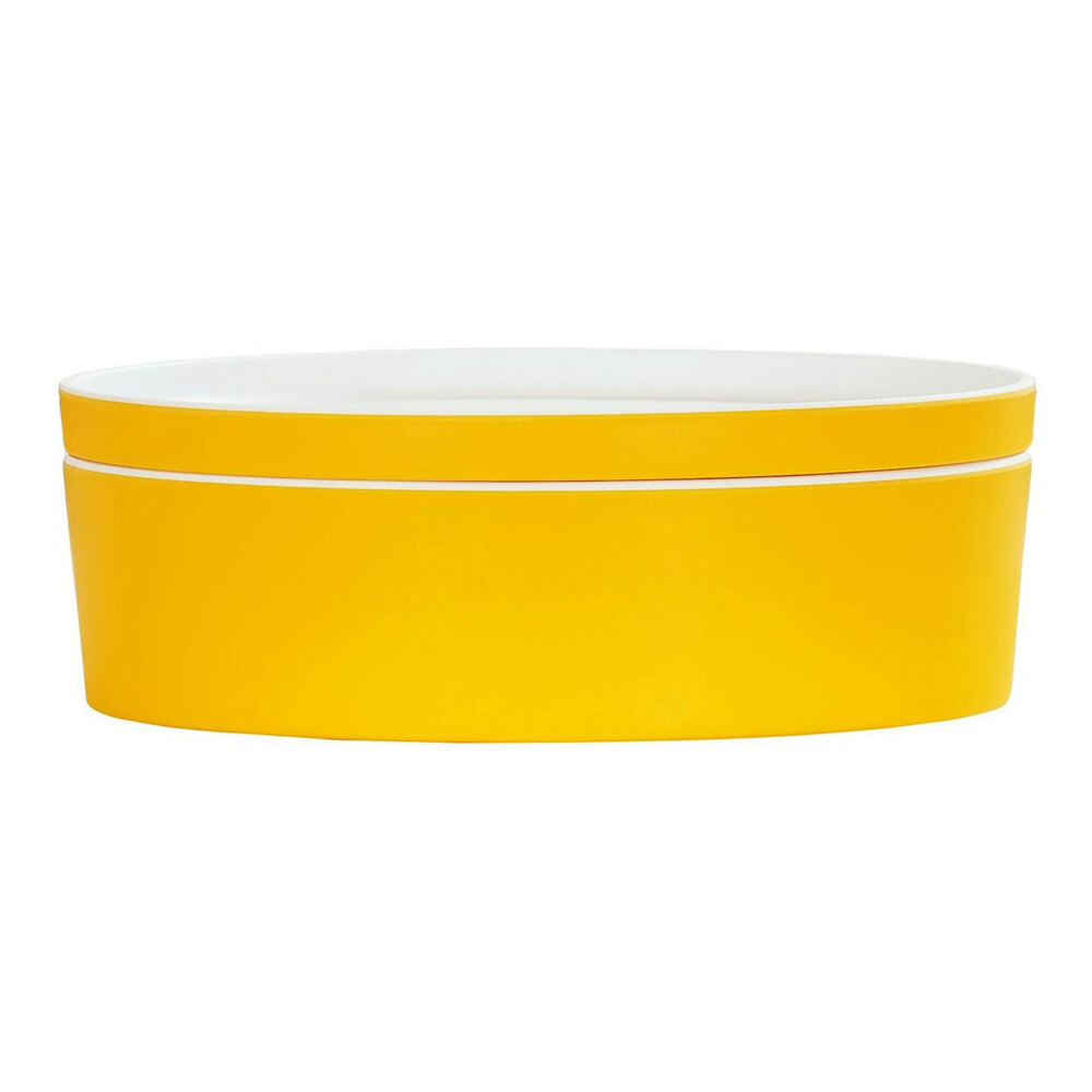 Cal-Mil 9" Sunshine Yellow Round Melamine Bento Box - 3/Case