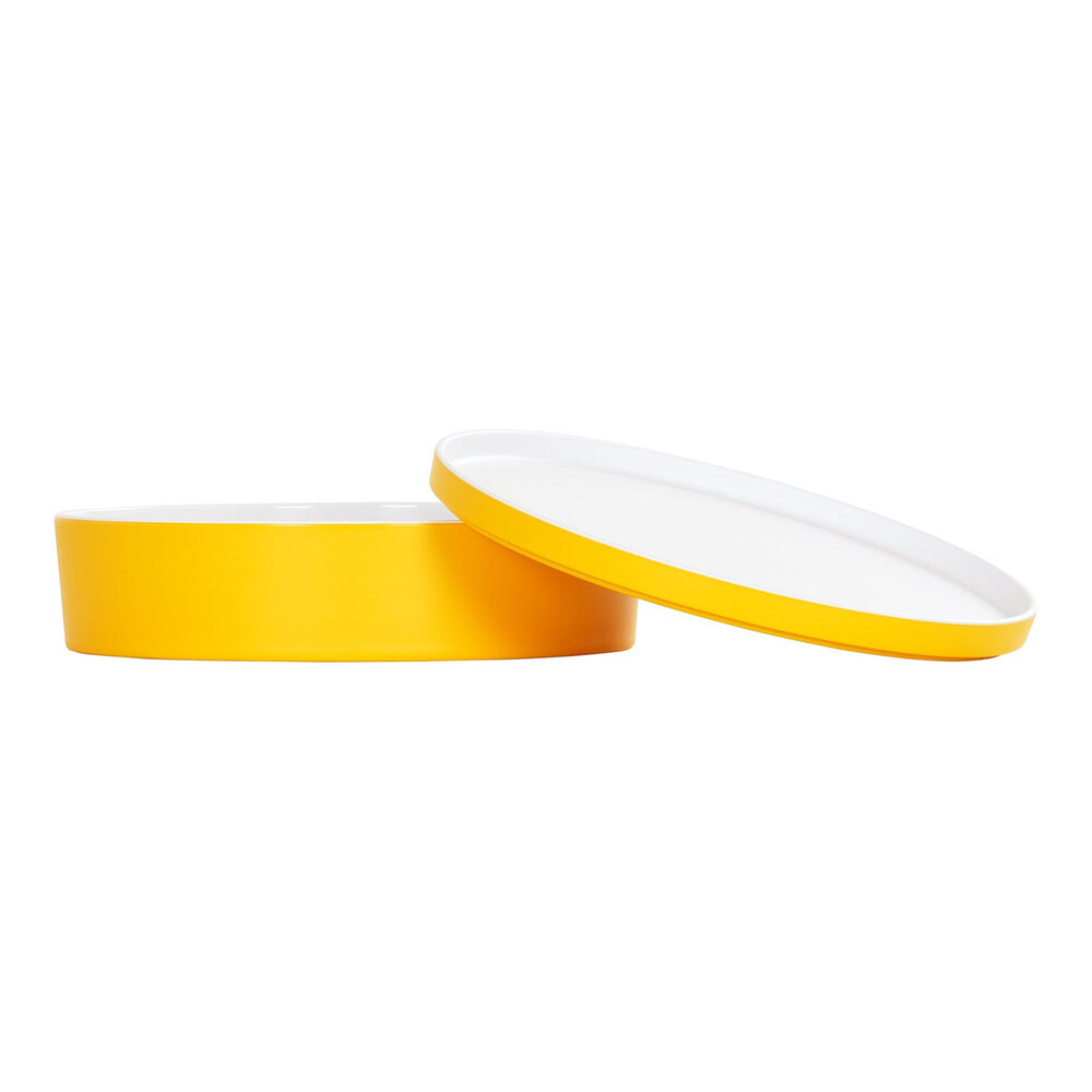 Cal-Mil 10 1/2" Sunshine Yellow Round Melamine Bento Box - 3/Case
