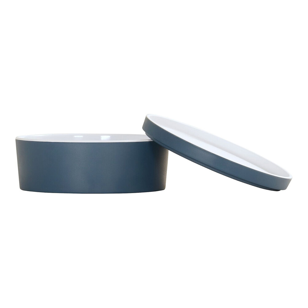 Cal-Mil 7" Stone Blue Round Melamine Bento Box - 3/Case