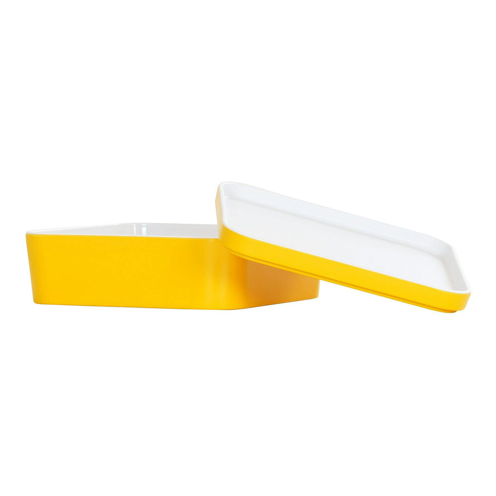 Cal-Mil 8 1/4" Sunshine Yellow Square Melamine Bento Box - 3/Case