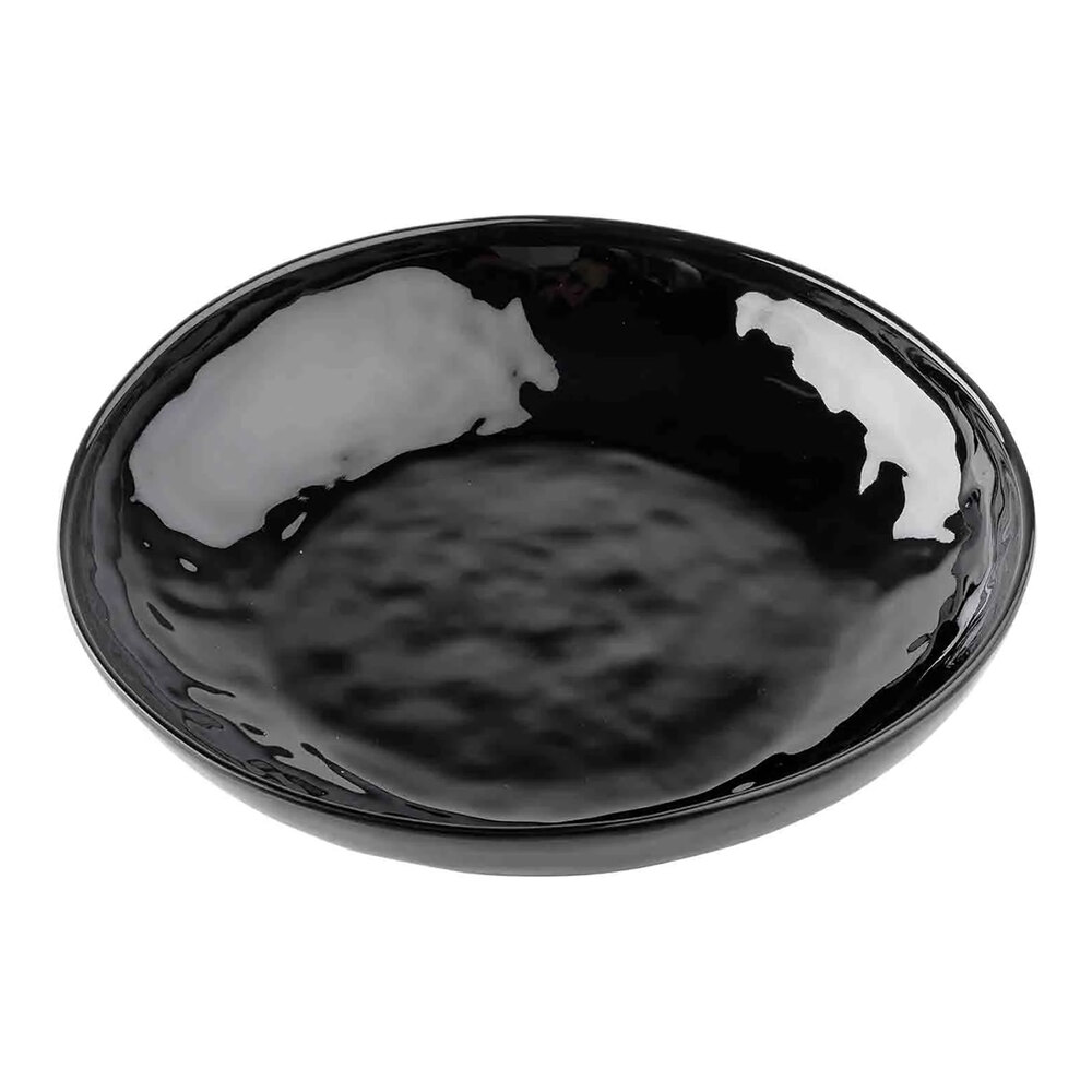 Tablecraft Ridge Collection 48 oz. Black Round Melamine Serving Bowl - 6/Case