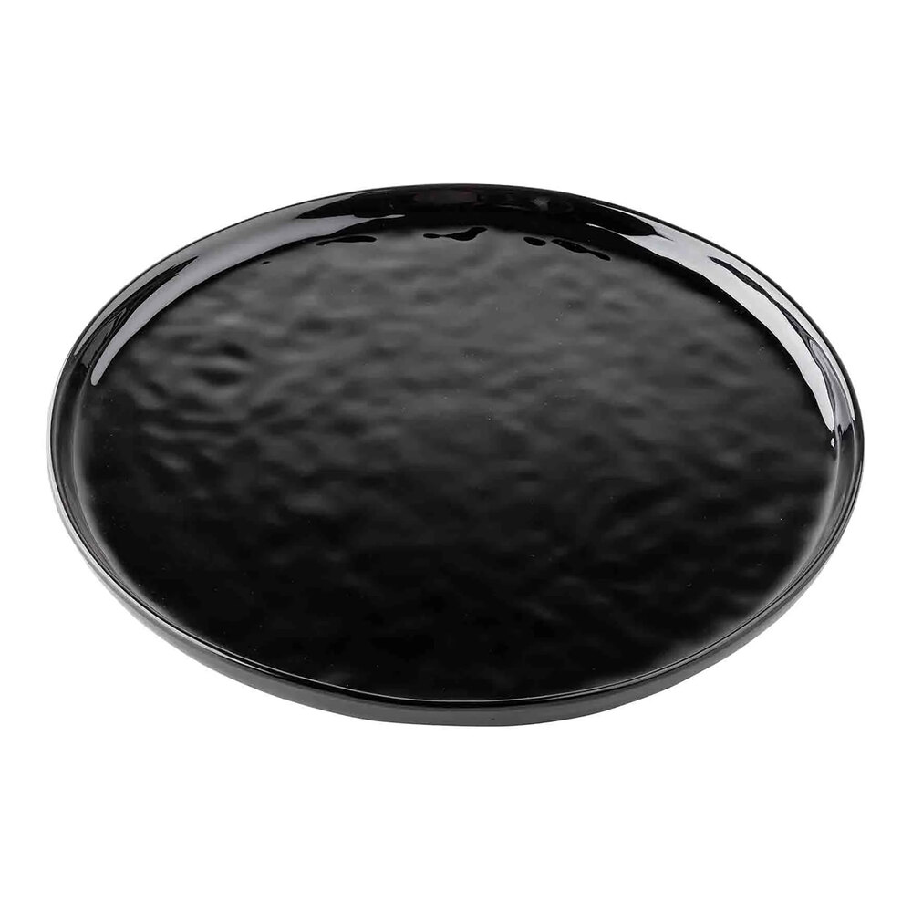 Tablecraft Ridge Collection 11" Black Round Melamine Plate - 6/Case