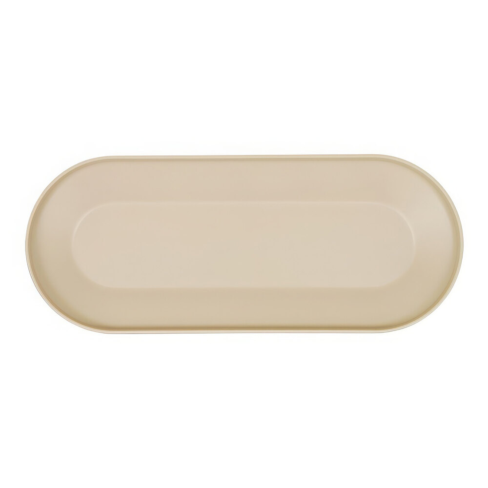 Cal-Mil Nova 22" x 9" Taupe Oval Coupe Melamine Platter - 6/Case