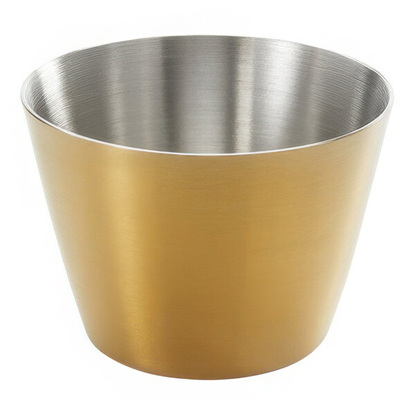 American Metalcraft 2.5 oz. Round Satin Gold Stainless Steel Sauce Cup - 12/Case