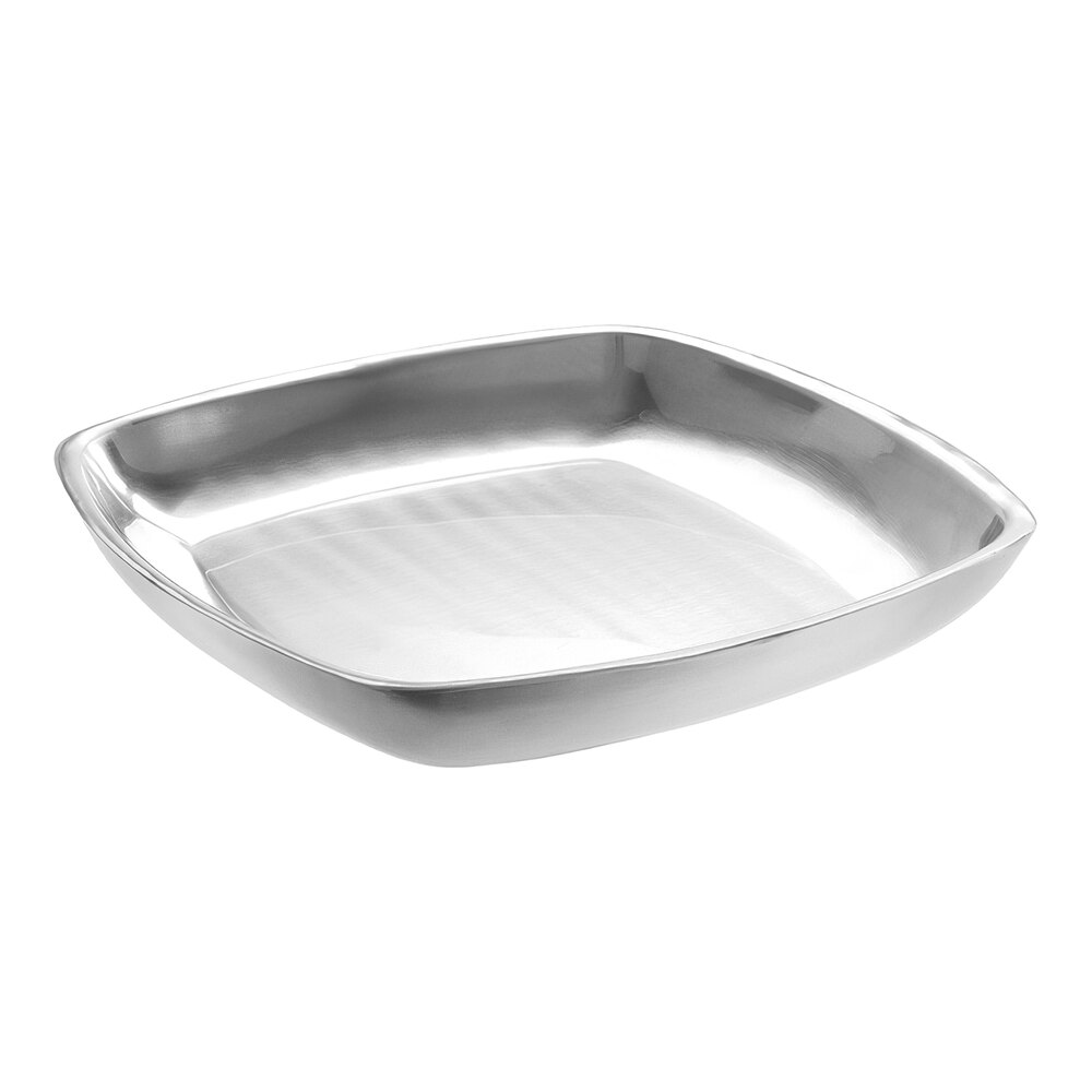 American Metalcraft 14" Square Stainless Steel Double Wall Seafood Tray with Brushed Finish - 2/Case