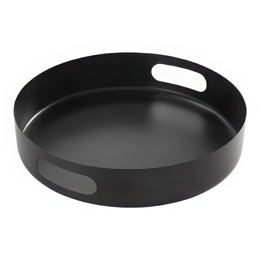 American Metalcraft 12 1/8" Round Black Stainless Steel Serving Tray - 6/Case