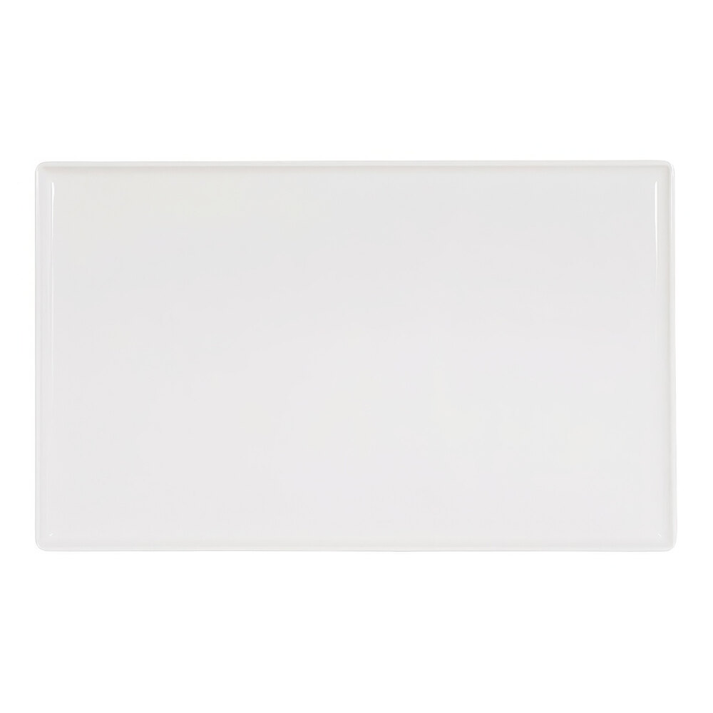 Cal-Mil Square 21" x 12 3/4" White Rectangular Raised Rim Melamine Platter - 6/Case