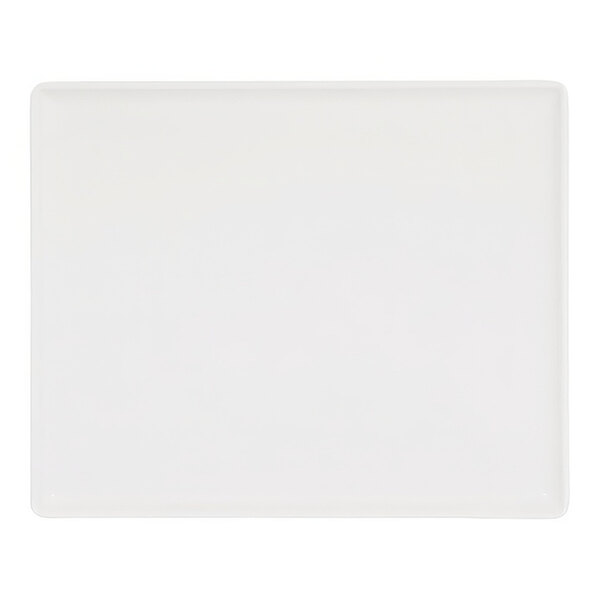 Cal-Mil Square 12 3/4" x 10 1/2" White Rectangular Raised Rim Melamine Platter - 6/Case