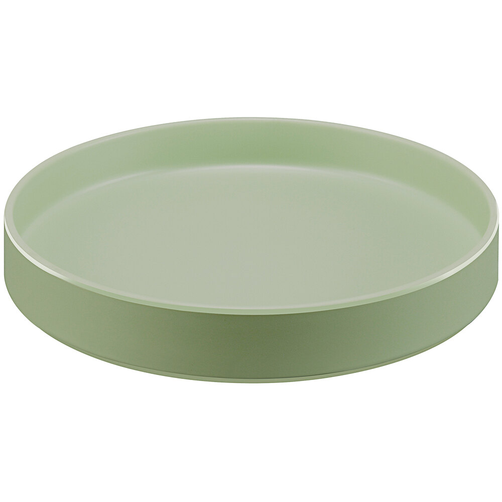 Cal-Mil Hudson 12" Matcha Raised Rim Melamine Plate - 6/Case