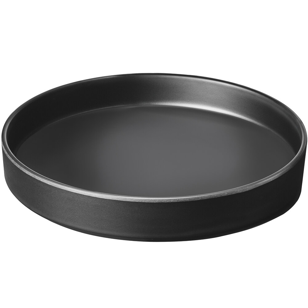 Cal-Mil Hudson 10" Black Raised Rim Melamine Plate - 6/Case