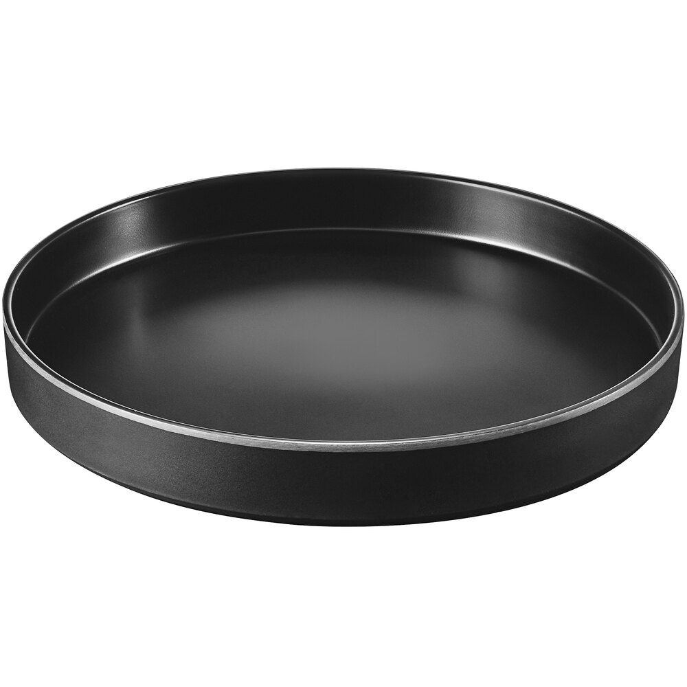 Cal-Mil Hudson 12" Black Raised Rim Melamine Plate - 6/Case