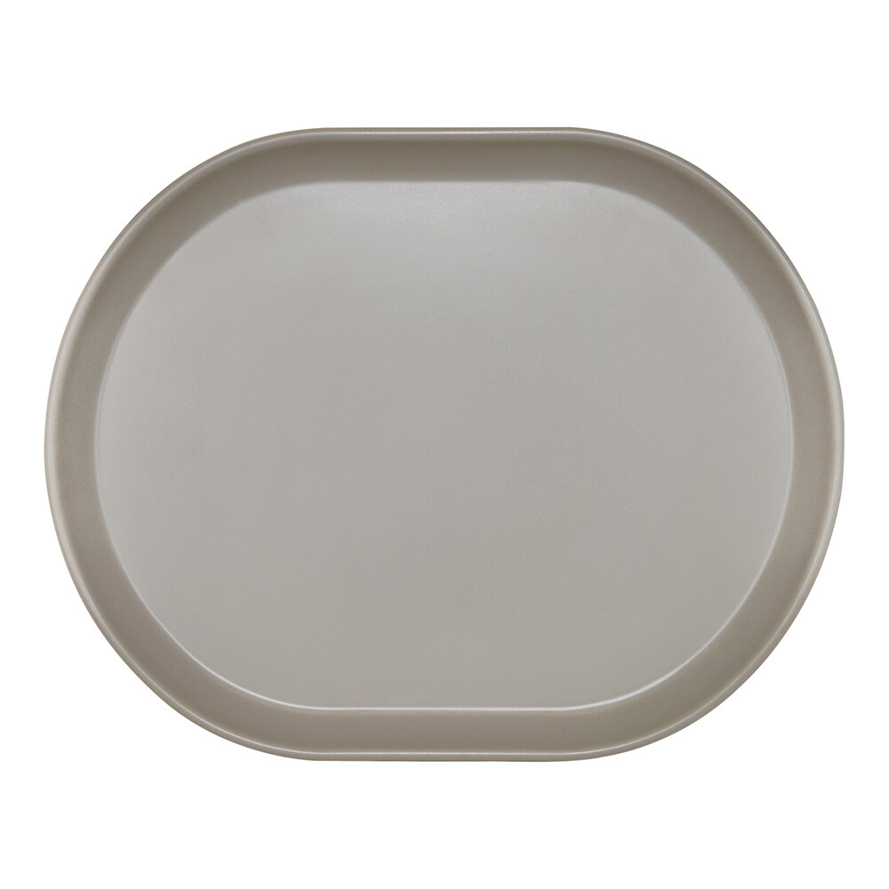 Cal-Mil Hudson 14" x 11 1/4" Ash Oval Raised Rim Melamine Platter - 6/Case