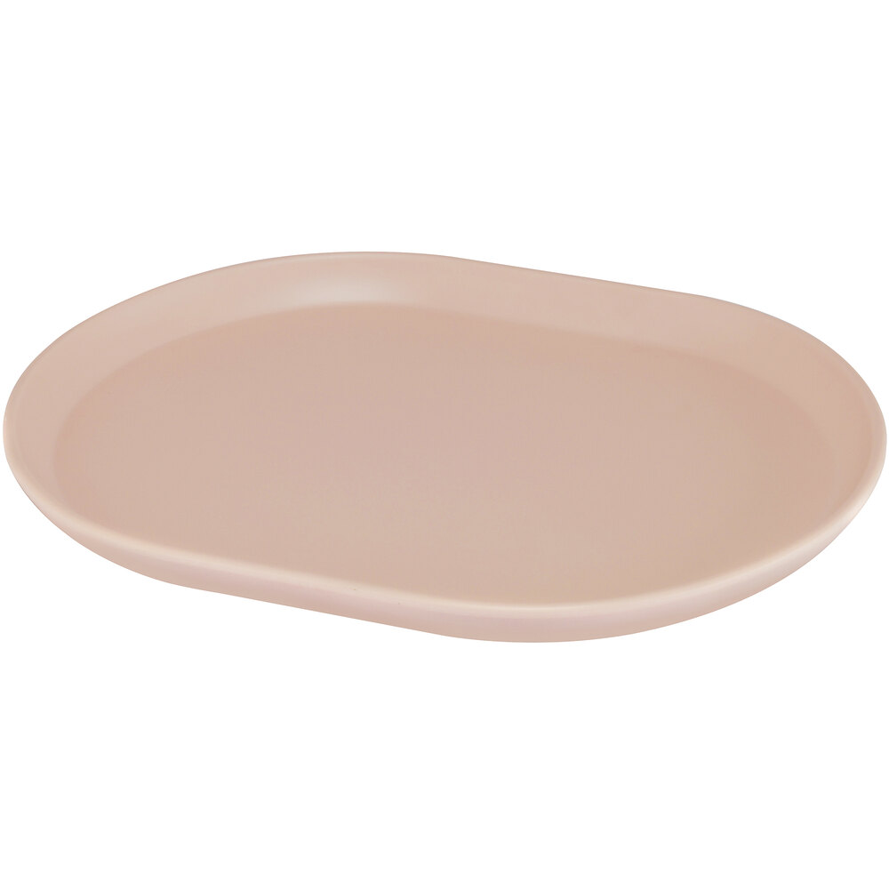 Cal-Mil Hudson 14" x 11 1/4" Blush Oval Raised Rim Melamine Platter - 6/Case