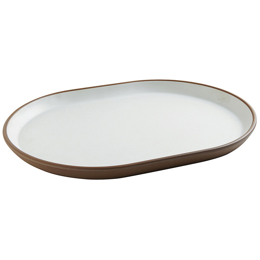 Cal-Mil Hudson 14" x 11 1/4" Stoneware Oval Raised Rim Melamine Platter - 6/Case