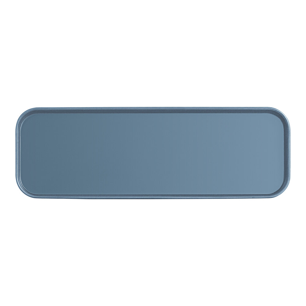 Cal-Mil Hudson 12" x 4" Stone Blue Rectangular Raised Rim Melamine Platter - 6/Case