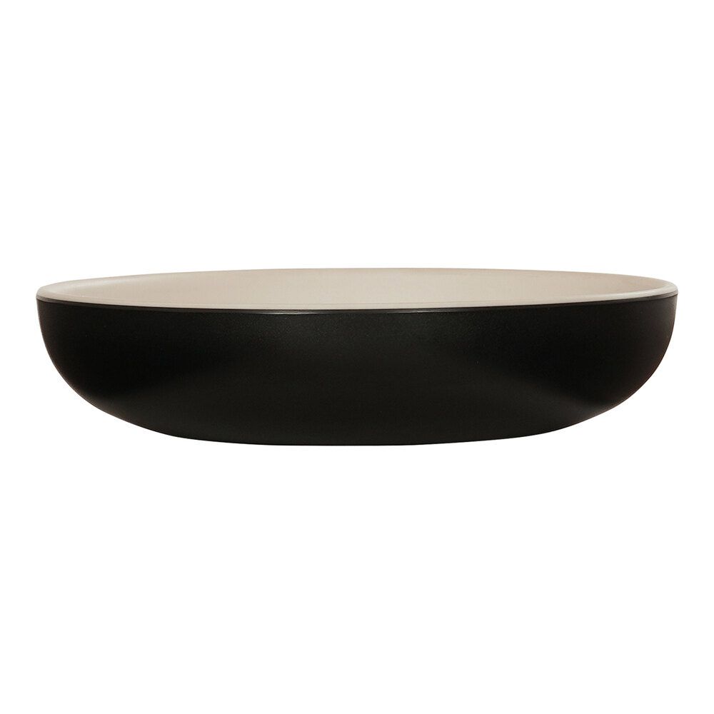 Cal-Mil Sophie 16 oz. Ivory and Black Round Two-Tone Melamine Pasta Bowl - 6/Case