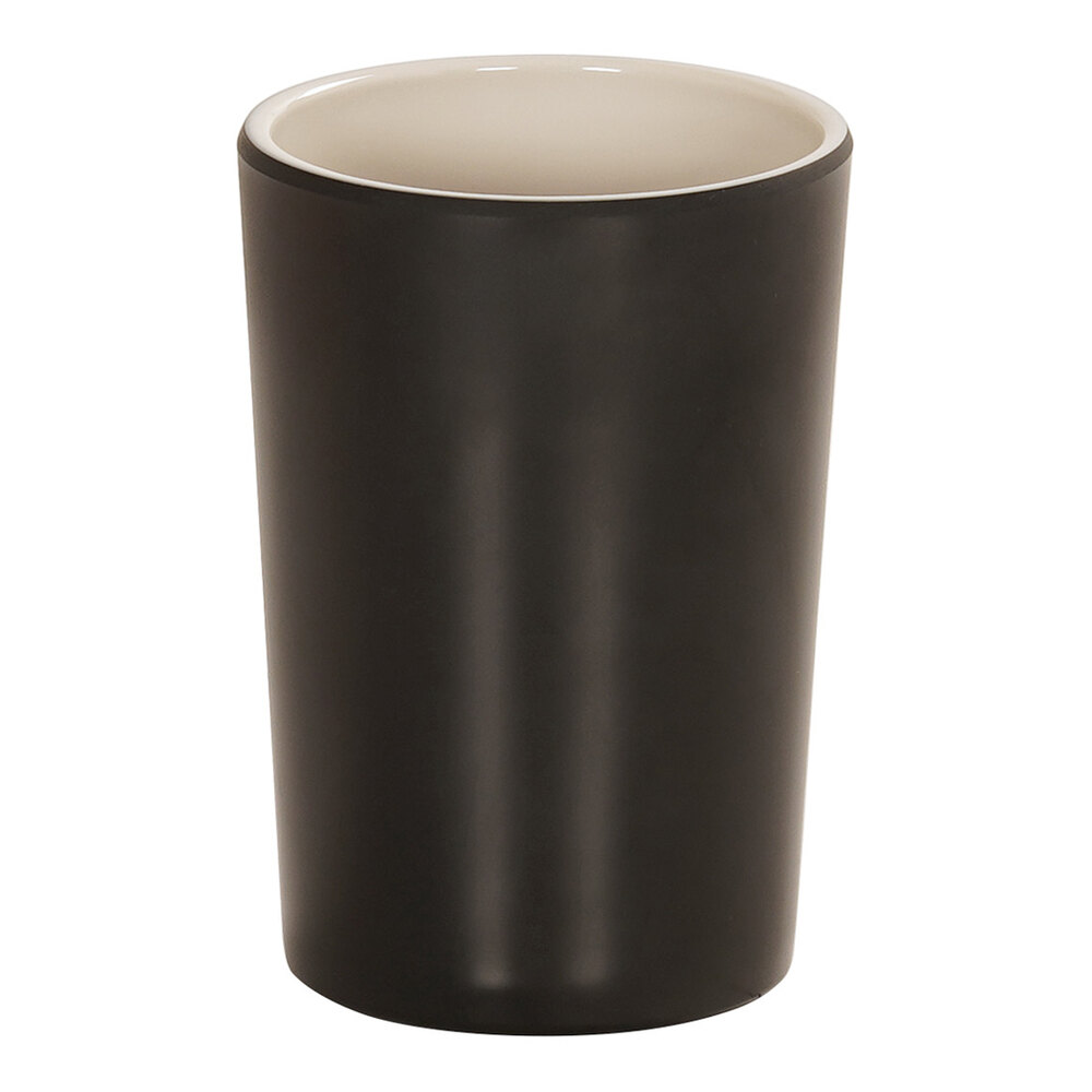 Cal-Mil Sophie 3 3/4" x 6" Ivory and Black Two-Tone Melamine Flatware Cylinder - 6/Case