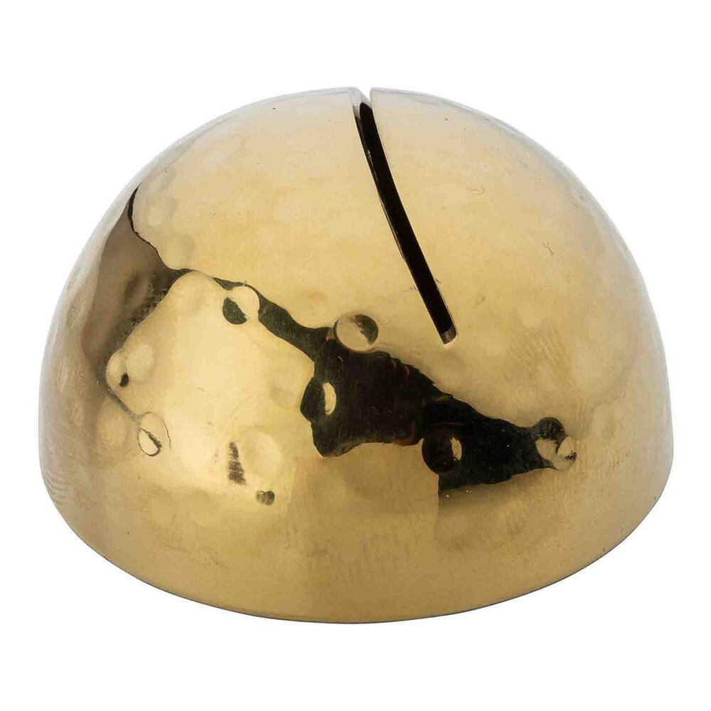 Tablecraft 1 3/4" Round Hammered Gold Stainless Steel Card Holder - 24/Case