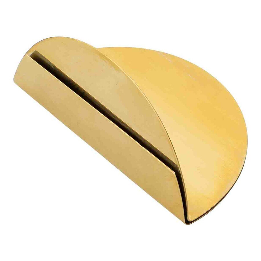 Tablecraft 3 1/2" x 2" Half Moon Gold Stainless Steel Card Holder 12521 - 24/Case