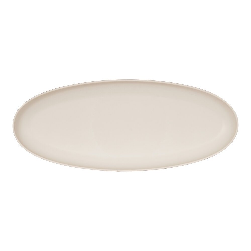 Cal-Mil Sophie 22" x 9" Ivory and Black Oval Two-Tone Melamine Platter - 3/Case