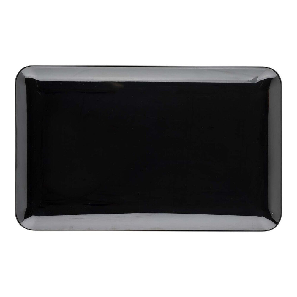 Tablecraft Sierra Collection 21" x 13" Rectangular Black Melamine Serving Platter - 3/Case
