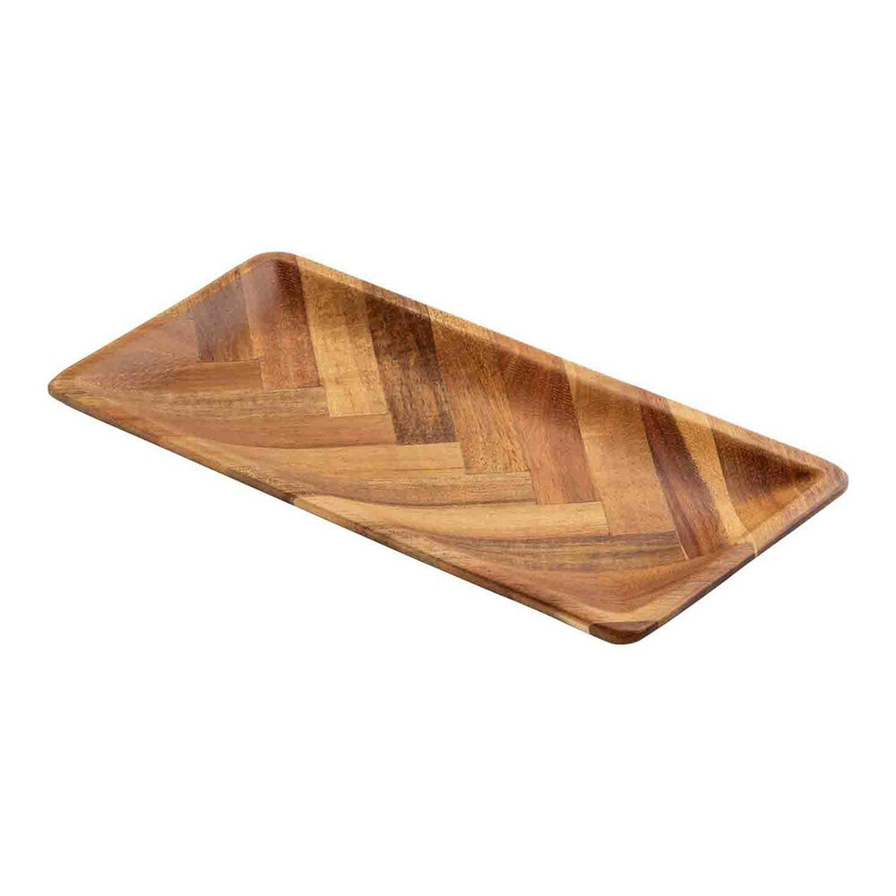 Tablecraft Acacia Collection 9 3/4" x 4 3/4" x 3/4" Rectangular Acacia Wood Serving Platter - 12/Case