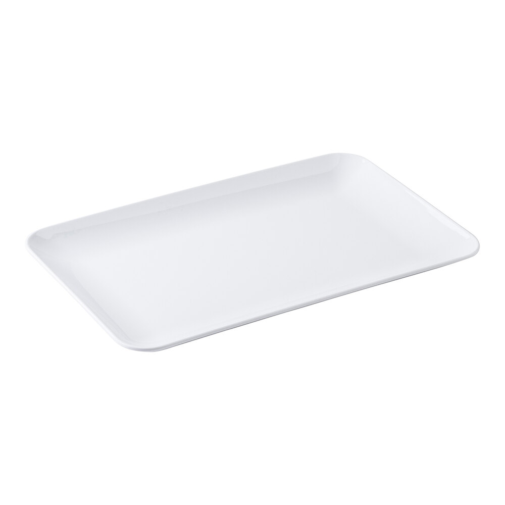 Tablecraft Sierra Collection 17" x 11" Rectangular White Melamine Serving Platter - 5/Case