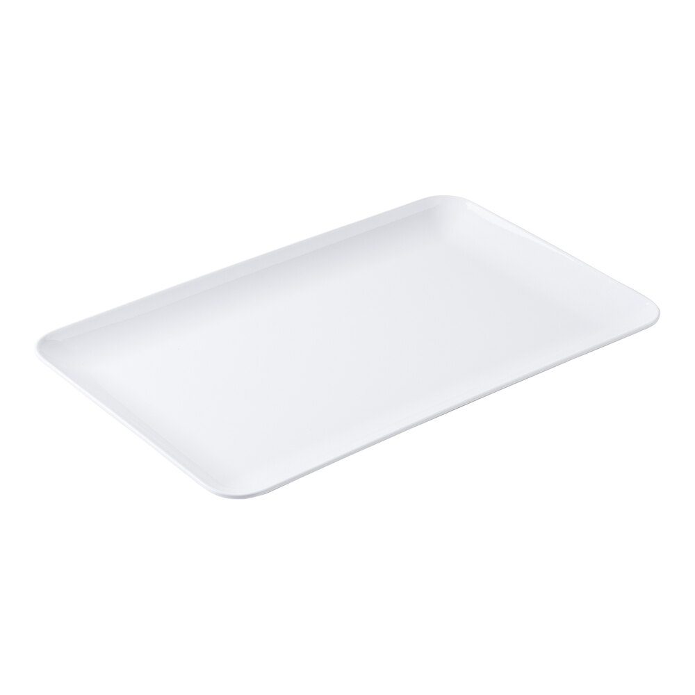 Tablecraft Sierra Collection 21" x 13" Rectangular White Melamine Serving Platter - 3/Case