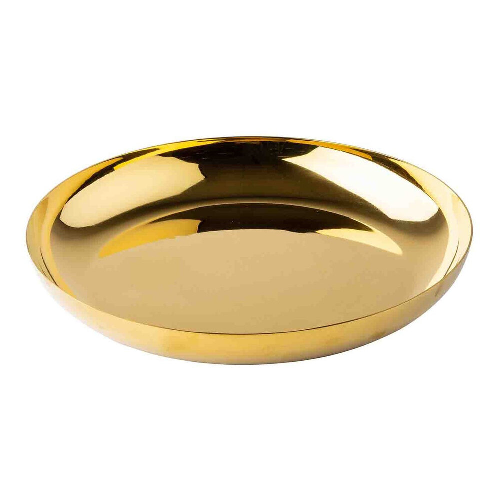 Tablecraft 11 3/4" Medium Round Gold Stainless Steel Seafood Tray - 6/Case