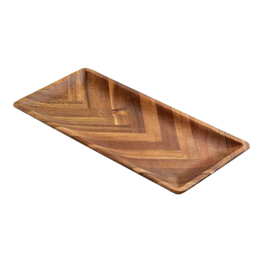 Tablecraft Acacia Collection 11 3/4" x 5 3/4" x 3/4" Rectangular Acacia Wood Serving Platter - 12/Case